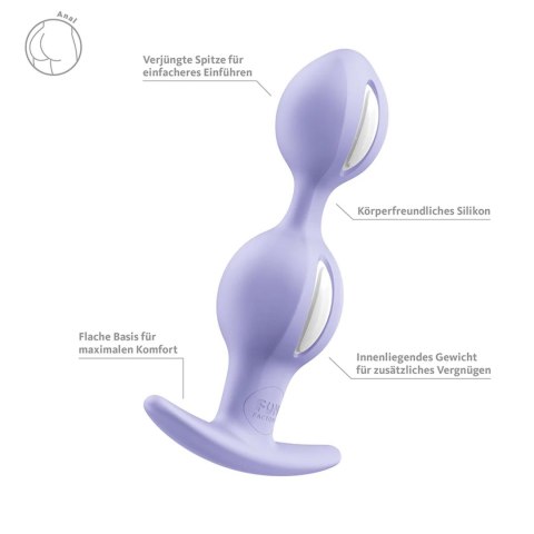 Korek Analny B Balls Duo Purple Silikon 13 cm Wodoodporny IPX7