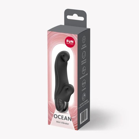 Wibrator Ocean Black Zakrzywiony Punkt G i Prostaty Bateryjny 14cm