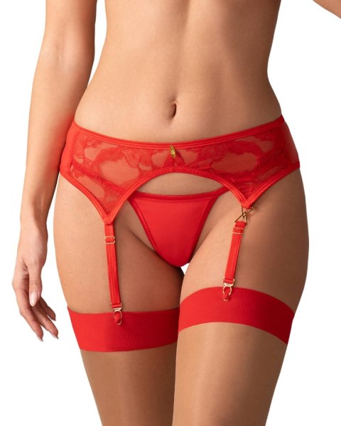 Pas do pończoch z koronką Obsessive Aliosa czerwony S/M