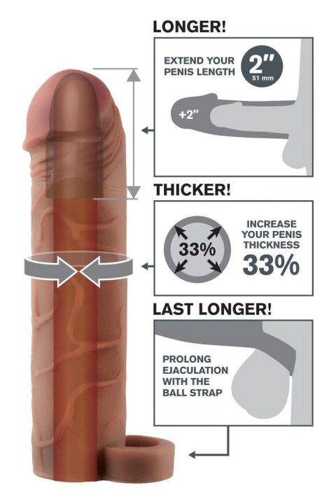 FANTASY X-TENSIONS PERFECT 2 INCH EXTENSION WITH BALL STRAP BROWN