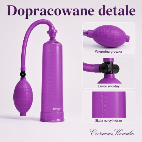 Pompka do penisa ToyJoy Power Pump Purple ręczna 23 cm 5,5 cm