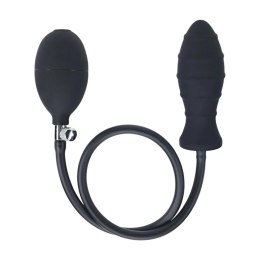 Żebrowany korek analny pompowany silikonowy Levelz by Shots czarny 5 cm