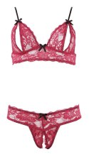 Komplet bielizny Cottelli LINGERIE koronkowy otwarty S