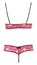 Komplet bielizny Cottelli LINGERIE koronkowy otwarty S