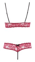 Komplet bielizny Cottelli LINGERIE koronkowy otwarty S
