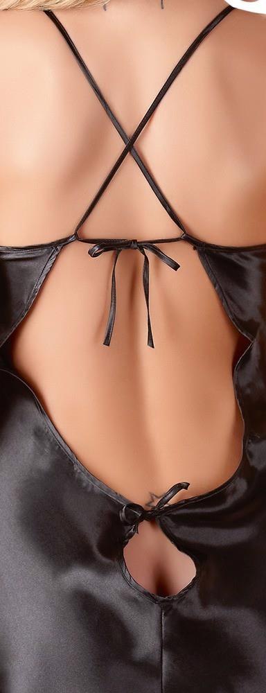 Koszulka nocna satynowa Cottelli LINGERIE czarna S