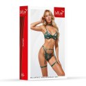 Bra, garter set, thong and necklace 110915 green 2XL