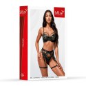 Bra ,thong ,garter set and leg rings 110934 black XL