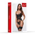 Top with garter set and thong 110909 black S/M
