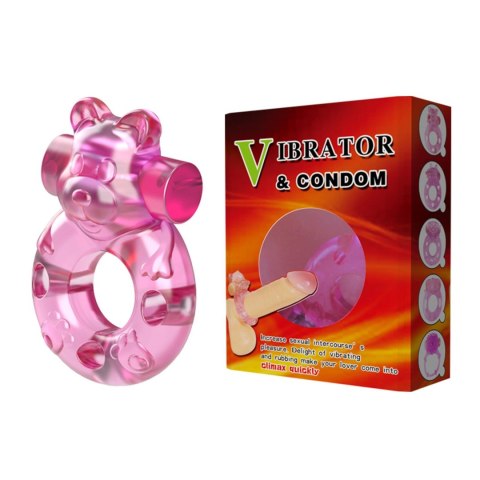Vibrating Bear Cock Ring - Pink