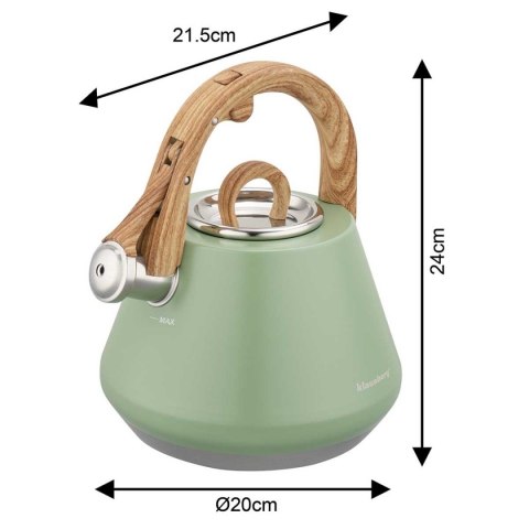 CZAJNIK STALOWY Z GWIZDKIEM 2,5L KLAUSBERG KB-9062 PISTACJOWY