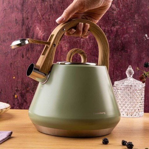 CZAJNIK STALOWY Z GWIZDKIEM 2,5L KLAUSBERG KB-9062 PISTACJOWY
