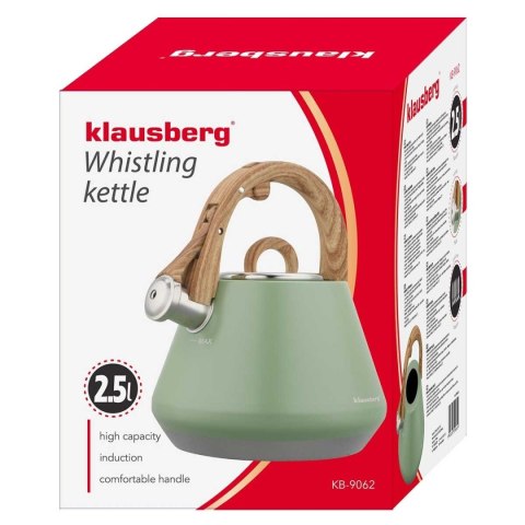 CZAJNIK STALOWY Z GWIZDKIEM 2,5L KLAUSBERG KB-9062 PISTACJOWY