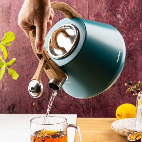 CZAJNIK STALOWY Z GWIZDKIEM 2,5L KLAUSBERG KB-9063 TURKUSOWY