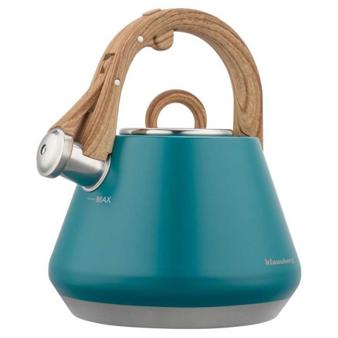 CZAJNIK STALOWY Z GWIZDKIEM 2,5L KLAUSBERG KB-9063 TURKUSOWY