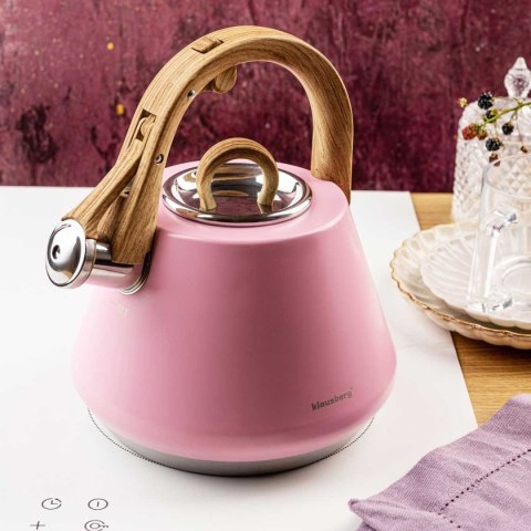 CZAJNIK STALOWY Z GWIZDKIEM 2,5L KLAUSBERG KB-9064 RÓŻOWY