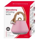 CZAJNIK STALOWY Z GWIZDKIEM 2,5L KLAUSBERG KB-9064 RÓŻOWY