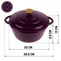 EMALIOWANY GARNEK ŻELIWNY 22cm 3L HAGE EGGPLANT