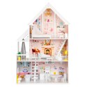 Domek Dla Lalek ECOTOYS Drewniany 3 Piętra XXL Pudrowa Rezydencja