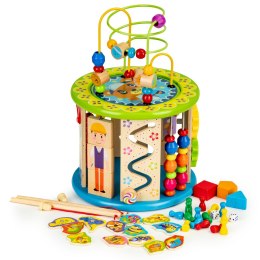 Drewniana Kostka Edukacyjna Ecotoys Z Labiryntem Łowienie Ryb Chińczyk