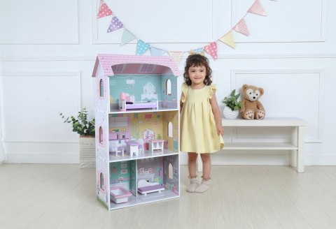 Drewniany domek dla lalek ECOTOYS Rezydencja Jagodowa 3 piętra