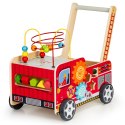 Drewniany pchacz ECOTOYS straż pożarna z klockami