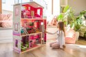 Duży Drewniany Domek Dla Lalek Ecotoys Malibu 3 Poziomy Winda 10 Mebli