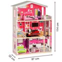 Duży Drewniany Domek Dla Lalek Ecotoys Malibu 3 Poziomy Winda 10 Mebli