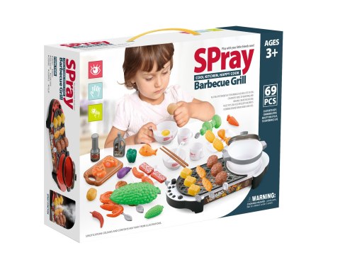 Mini Kuchnia Grill Dla Dzieci 69 Elementów Zabawka Edukacyjna Akcesoria