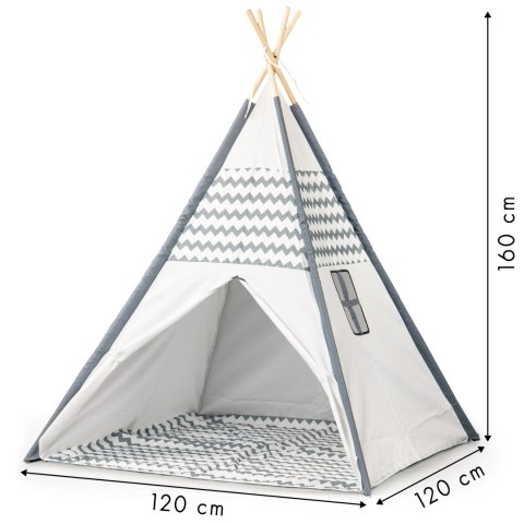 Namiot Tipi ECOTOYS Drewniany Stelaż Poliester 120x120x160 cm Domek