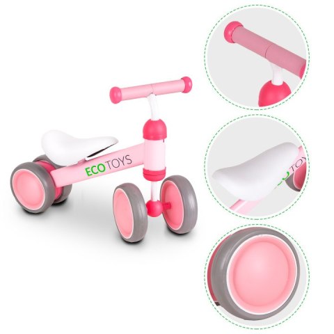 Rowerek biegowy Ecotoys różowy dla dzieci 18-36 miesięcy