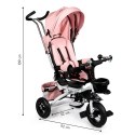 Rowerek Trójkołowy Ecotoys Różowy Obrotowy 360° Daszek Hamulec