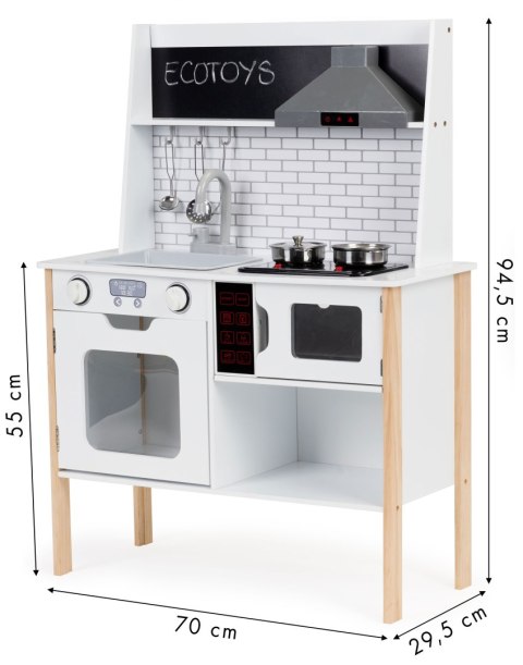 Drewniana Kuchnia Ecotoys Dla Dzieci Z Dźwiękiem I Światełkami LED