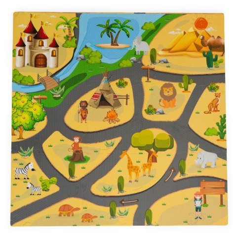 Mata Piankowa Ecotoys Safari 9 Elementów EVA 93x93 cm Puzzle Dla Dzieci