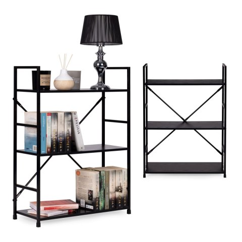 Regał loft ModernHome 3 półki metal drewno czarny