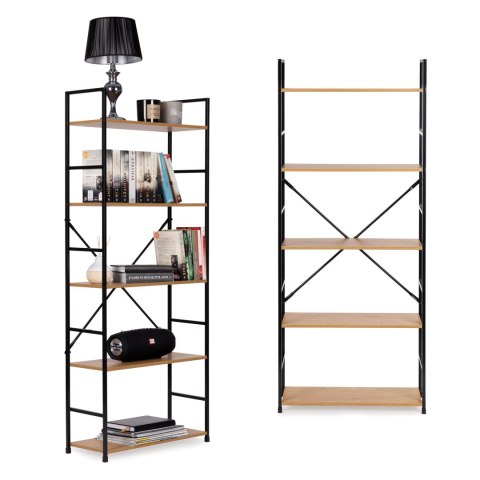 Regał drewniany ModernHome loft 5 półek szeroki