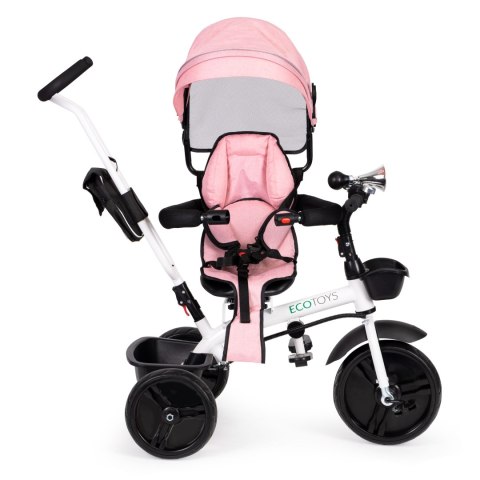 Rowerek Trójkołowy Ecotoys Obracany Fotelik 360° Różowy Metalowy
