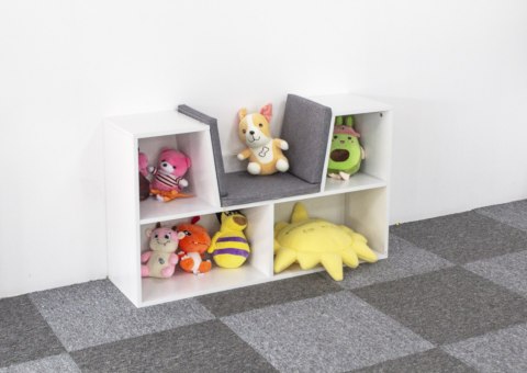 Szafka regał dla dzieci ECOTOYS z siedziskiem biała 4 półki