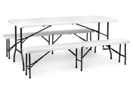 Zestaw cateringowy stół 180 cm i 2 ławki biały MultiGarden