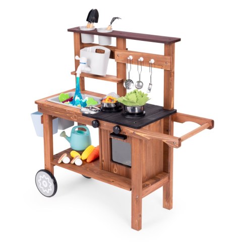Kuchnia Błotna Ecotoys Drewniana Dla Dzieci Outdoor Z Akcesoriami
