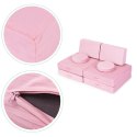 Sofa Modułowa ECOTOYS Duża 8 Elementów Różowa Pianka Tkanina