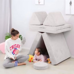 Sofa Modułowa ECOTOYS 8 Elementów Szara Duża Poduszki DIY Dla Dzieci