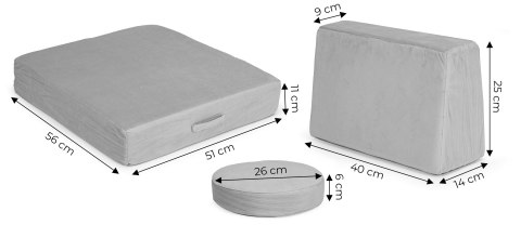 Sofa Modułowa ECOTOYS 8 Elementów Szara Duża Poduszki DIY Dla Dzieci