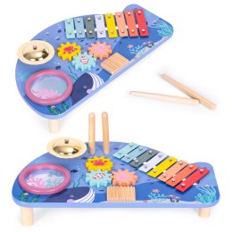 Stolik Muzyczny Ecotoys Drewniany z Cymbałkami Bębenkiem Tarką