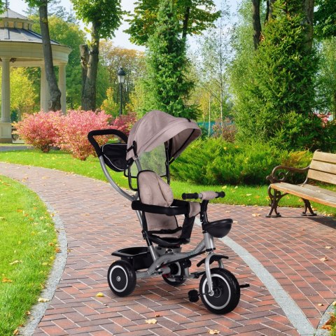 Rowerek trójkołowy ECOTOYS 2w1 z daszkiem beżowy