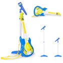 Zestaw Gitara Elektryczna Dla Dzieci Niebieska Mikrofon Statyw MP3
