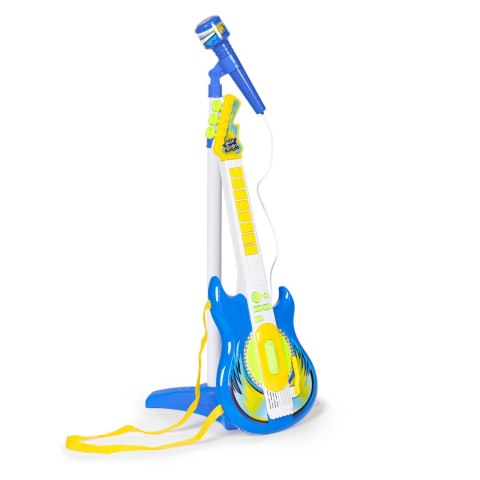 Zestaw Gitara Elektryczna Dla Dzieci Niebieska Mikrofon Statyw MP3