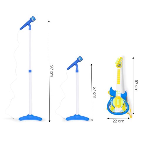 Zestaw Gitara Elektryczna Dla Dzieci Niebieska Mikrofon Statyw MP3