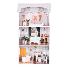 Domek Dla Lalek Alice Ecotoys 3 Piętra 4 Pomieszczenia 9 Mebelków