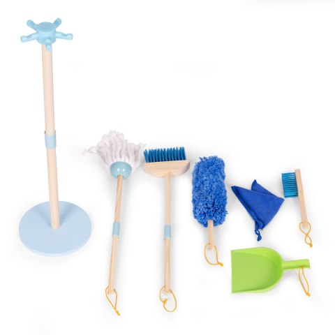 Drewniany Zestaw Do Sprzątania ECOTOYS 7 Elementów Mop Miotła Szufelka
